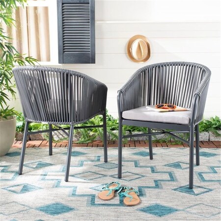 Safavieh Outdoor Living Matteo Rope Chair with Cushion - Grey, 2PK PAT4022A-SET2